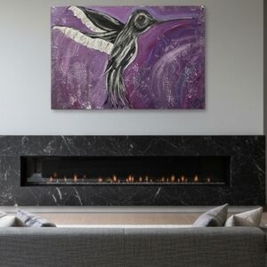 HANDCRAFTED Abstract Hummingbird Painting HANDMADE Art HANDPAINTED Wall Decor